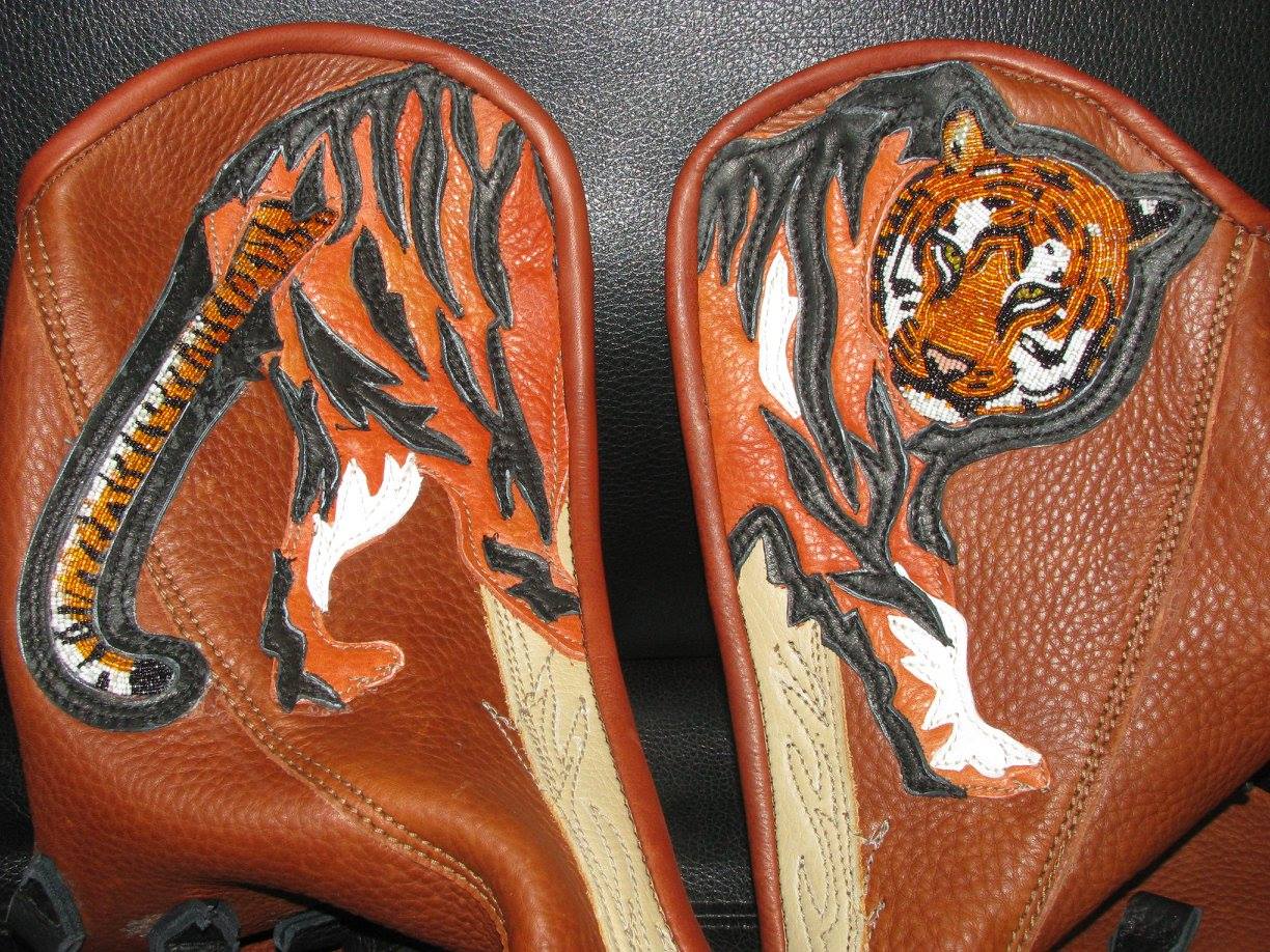 Windwalker Footwear Custom Made Moccasins Bengal Tiger Bead Work